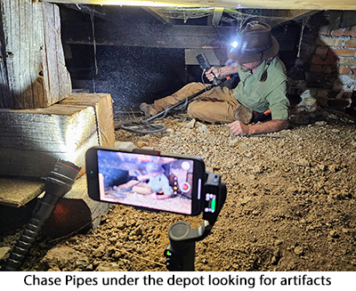 Chase Pipes for artifacts under the old depot